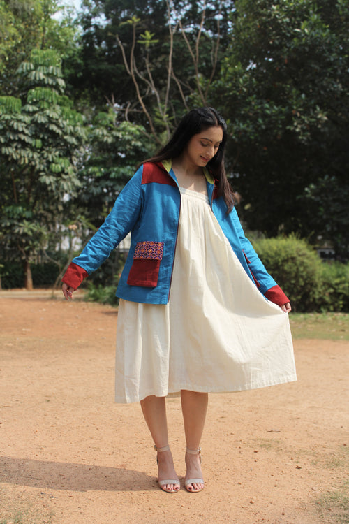 Color Block Jacket in Blue and Red