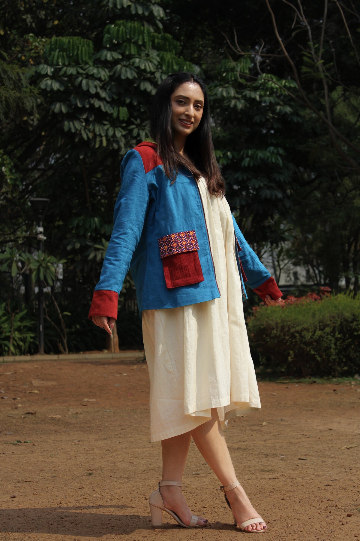 Color Block Jacket in Blue and Red