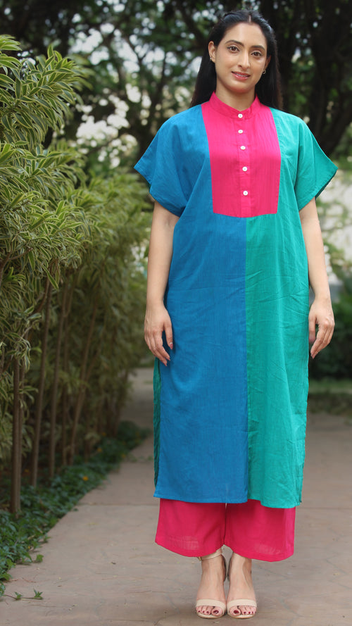 Color Block Kurta Set